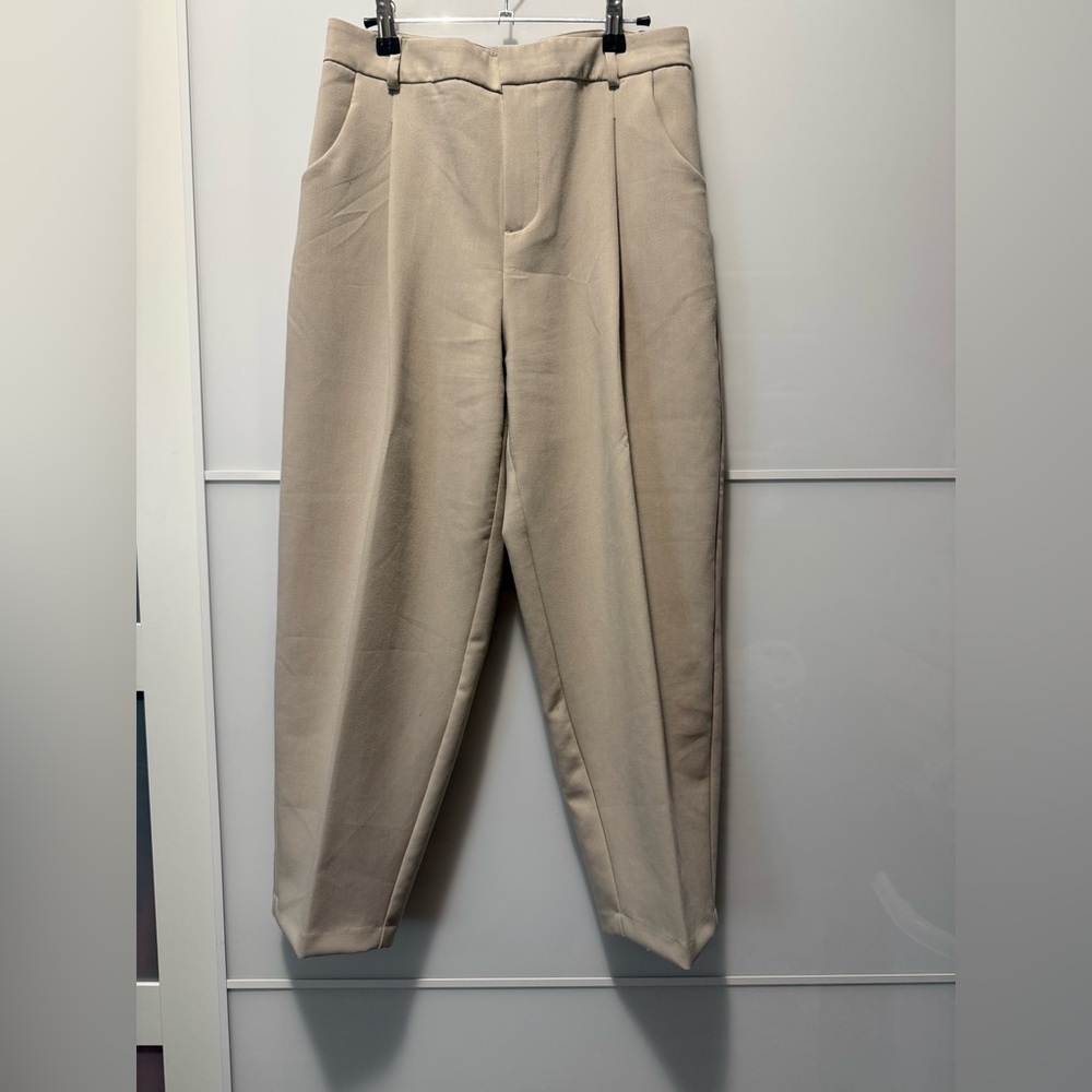 Zara Beige Barrel Trousers